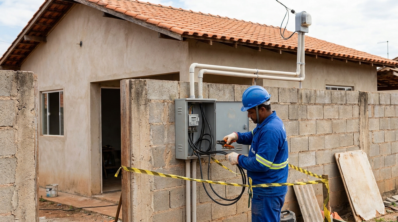 Eletricista instalando padrao de energia em Americana‑SP