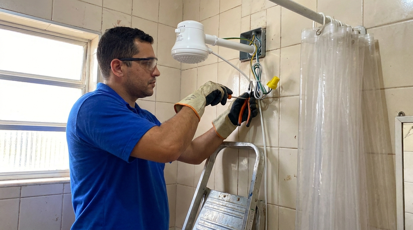 Instalacao de chuveiro eletrico residencial em Americana‑SP