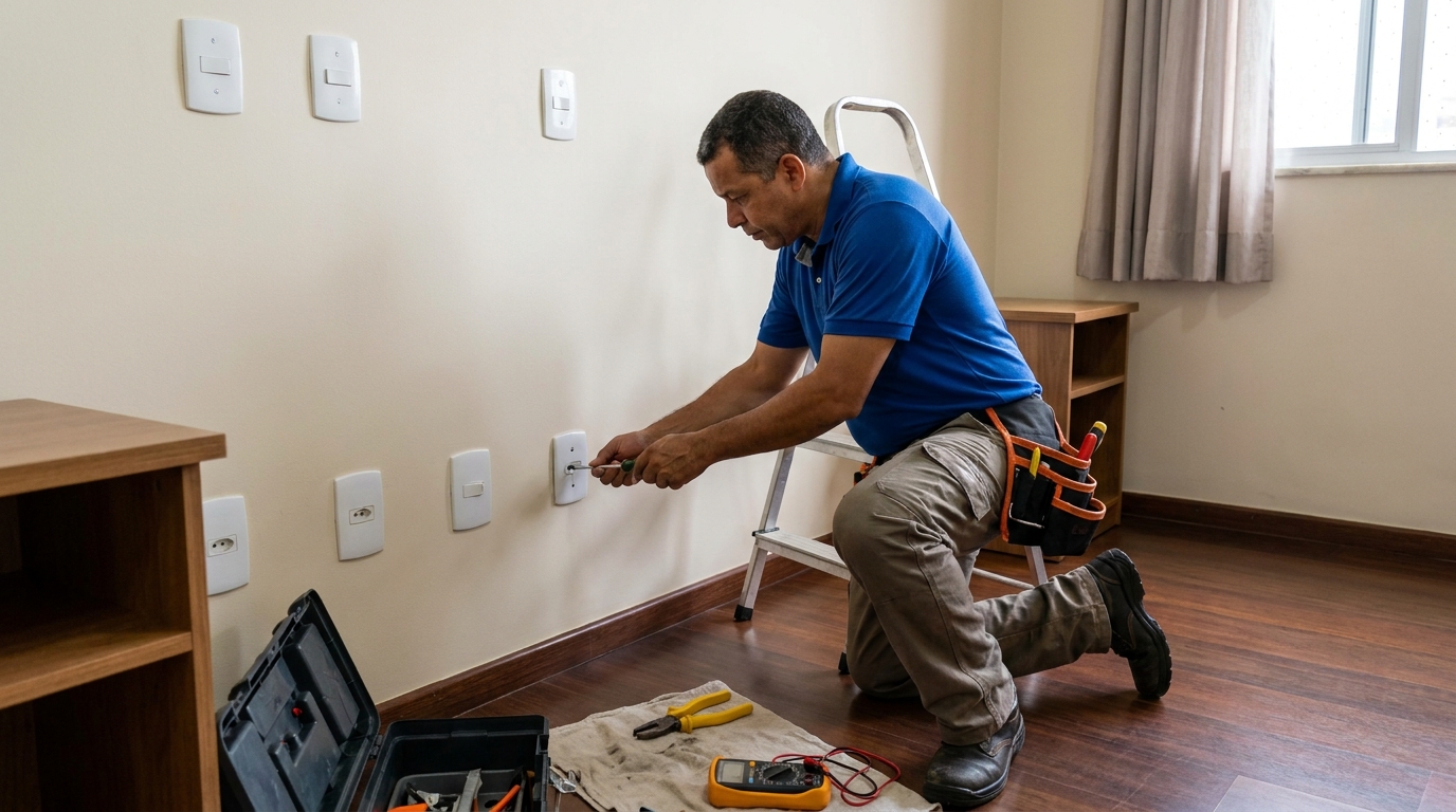 Instalacao de tomada e interruptor residencial em Americana‑SP