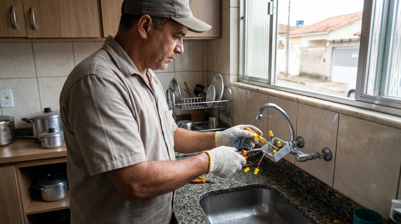 Instalacao de torneira eletrica profissional em Americana‑SP