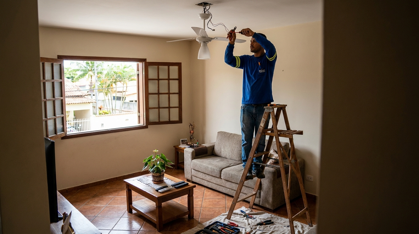 Instalacao de ventilador de teto profissional em Americana‑SP